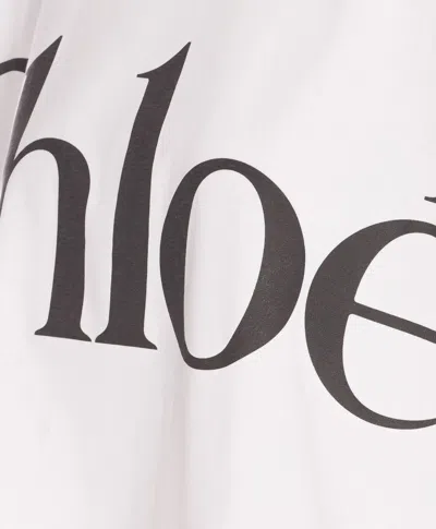 Chloé White Cropped T-shirt With Logo Lettering Print In Cotton Woman