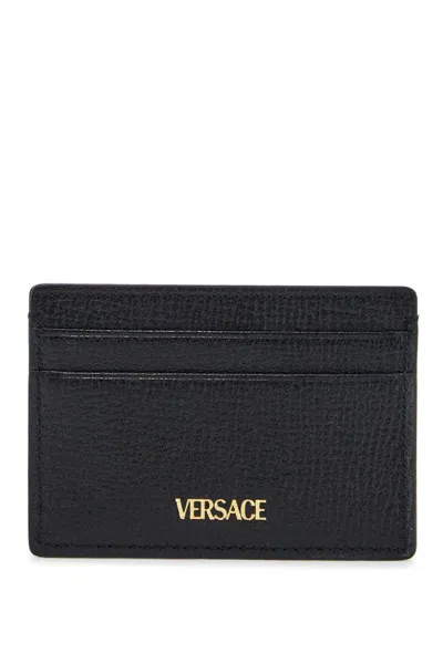 Versace Man Black Leather Medusa Biggie Card Holder In Black