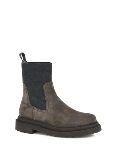 Brunello Cucinelli Monile Ankle Boots In Brown