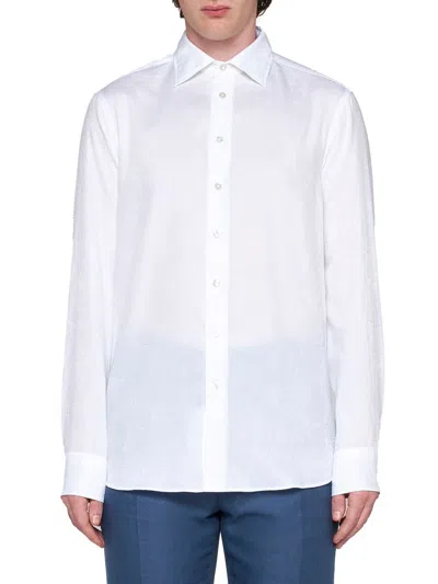 Etro Buttoned Cuffs Cotton Blend Shirt In White
