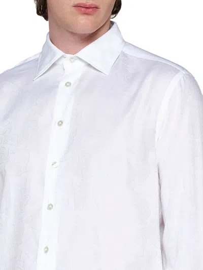 Etro Buttoned Cuffs Cotton Blend Shirt In White