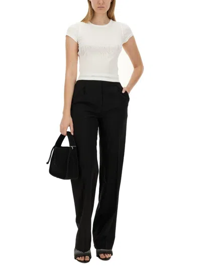 Alexander Wang High Waisted Pleated Pant With Logo Elastic Clothing