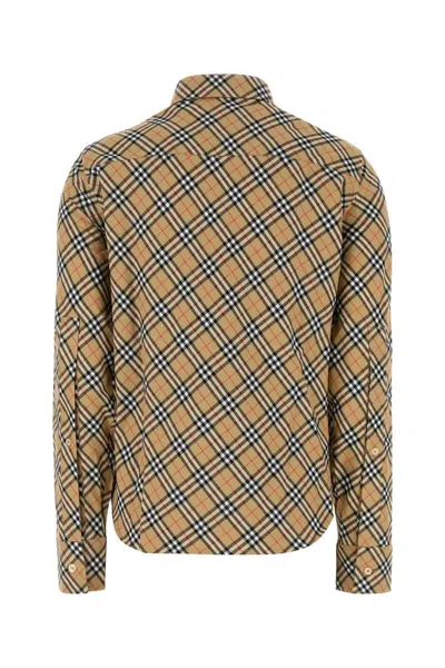 Burberry Beige All Over Check Shirt In Multi