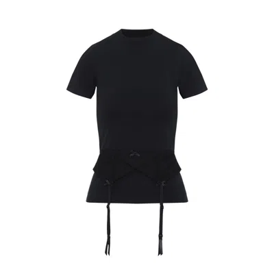 Balenciaga Lace Up Back Bow Detail T-shirt In Black