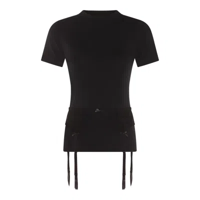 Balenciaga Lace Up Back Bow Detail T-shirt In Black