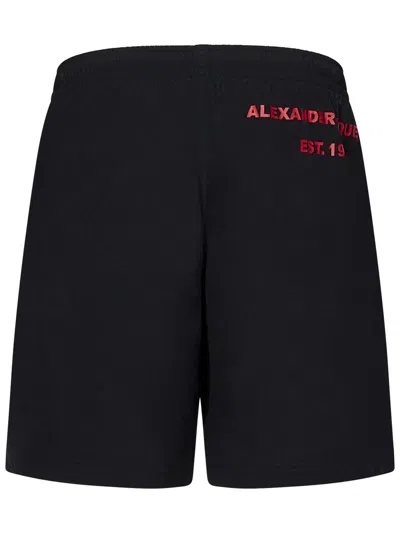 Alexander Mcqueen Black Nylon Swimming Shorts In Black