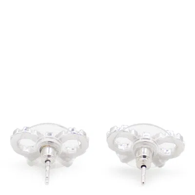 Self-portrait Micro Crystal Bow Earrings In Silver