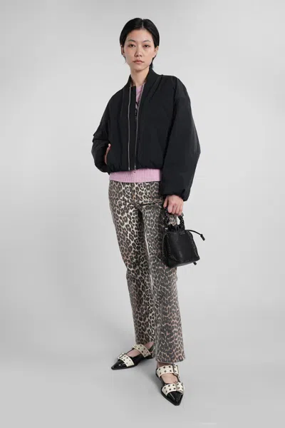 Ganni Bomber Jacket In Black Polyester In Black