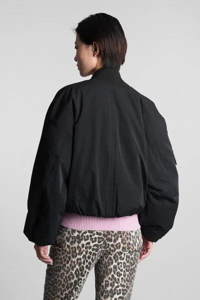 Ganni Bomber Jacket In Black Polyester In Black