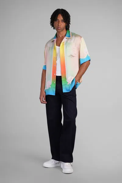 Casablanca Silk Short Sleeve Printed Shirt In Multi