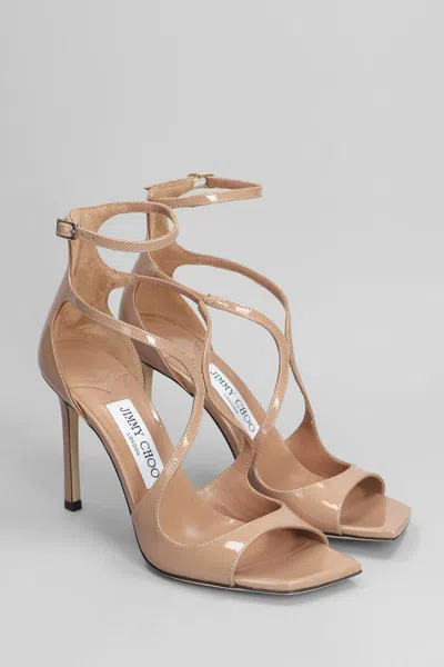 Jimmy Choo Patent Leather Ankle-strap Sandals In Neutral