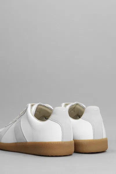 Maison Margiela Women Replica Low-top Leather Sneakers With Suede Inserts In White
