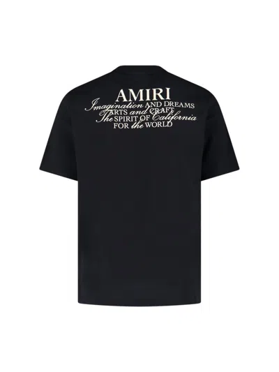 Amiri Black Crewneck T-shirt With Logo Patch On The Front And Maxi Logo Print On The Rear In Cotton Man In Black