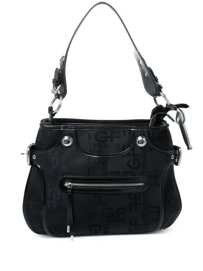 Pre-owned Gianfranco Ferre  Logo-jacquard Handbag In Black