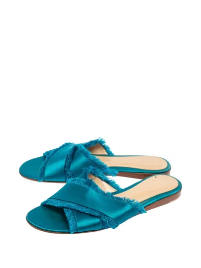 Pre-owned Gianvito Rossi 2024  Crisscross-fringed Sandals In Blue