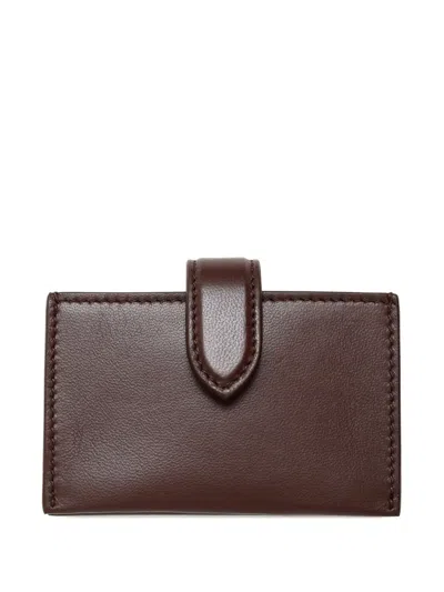 The Row Leather Cardcase In Brown