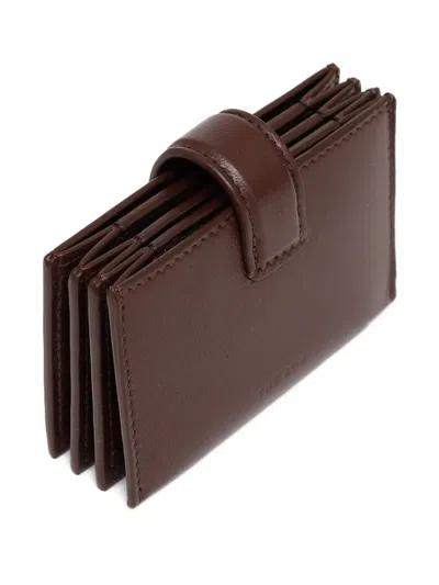 The Row Leather Cardcase In Brown