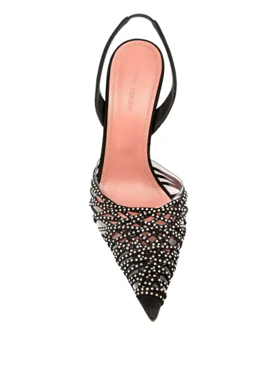 Amina Muaddi Suede Embellished Lori Slingback Pumps 105 In Black
