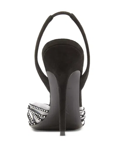 Amina Muaddi Suede Embellished Lori Slingback Pumps 105 In Black