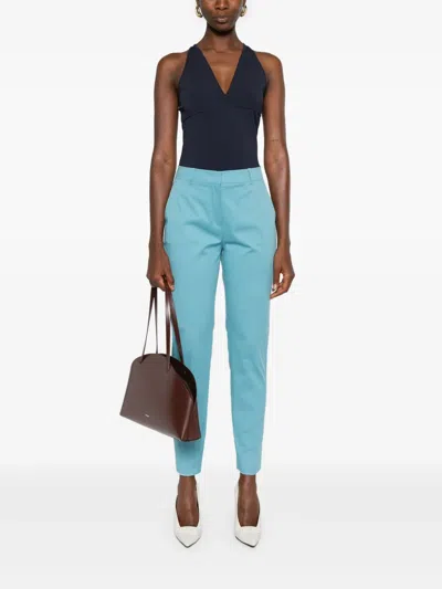 Max Mara Stretch-cotton Pants In Blue