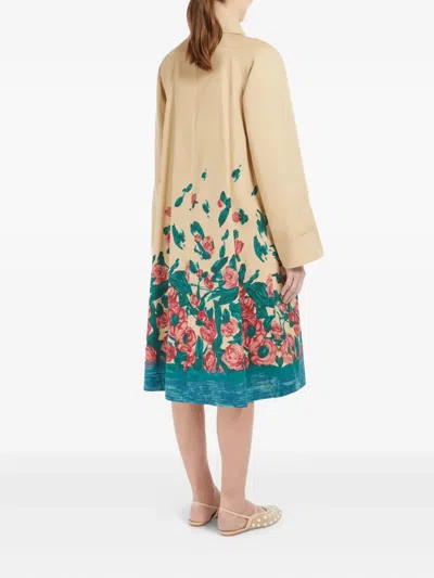 Weekend Max Mara Omens Beige Pesco Floral-print Cotton-gabardine Trench Coat In Neutral