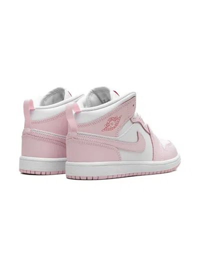 Jordan 1 Mid "pink Foam Fire Red White" Sneakers In Pink