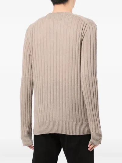 Brioni Ribbed Wool Sweater In Brown