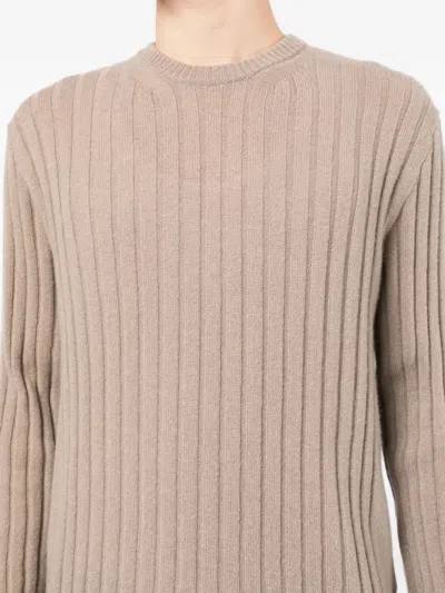 Brioni Ribbed Wool Sweater In Brown