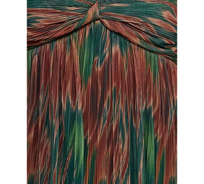 Seni & Cade Juniors' Printed Pleated Mesh A-line Dress