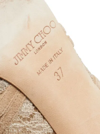 Pre-owned Jimmy Choo 105mm Lace-detail Suede Ankle Boots In Neutral