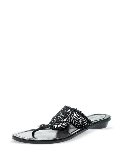 Pre-owned René Caovilla  Lace Leather Sandals In Black