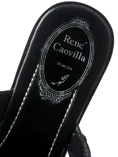 Pre-owned René Caovilla  Lace Leather Sandals In Black