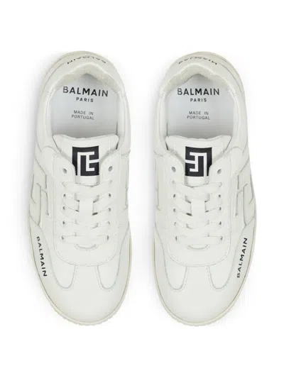Balmain Smooth Leather Trainers In White