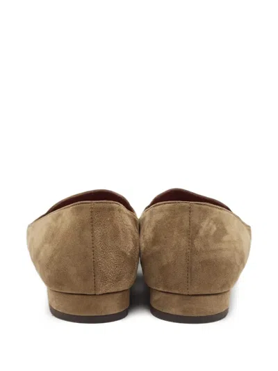 Pre-owned Loro Piana Charms Suede Loafers In Brown