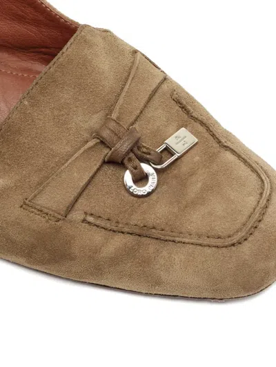 Pre-owned Loro Piana Charms Suede Loafers In Brown
