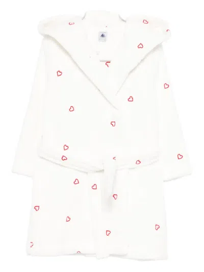 Petit Bateau Heart-print Dressing Gown In White
