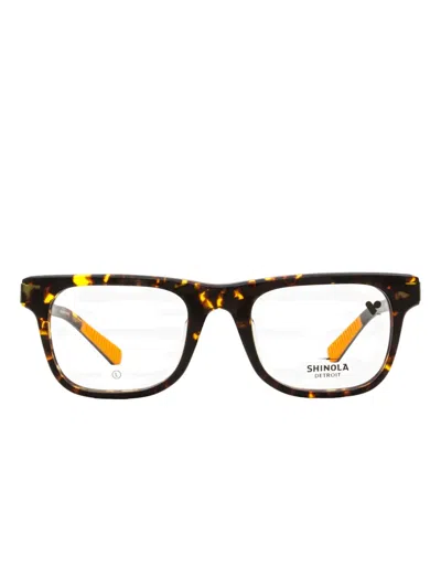 Shinola Rectangle Frame Tortoise Glasses In Brown
