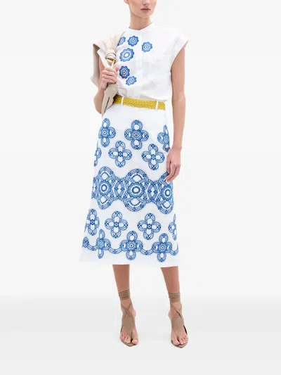 Silvia Tcherassi Layan Linen-cotton Midi Skirt In White