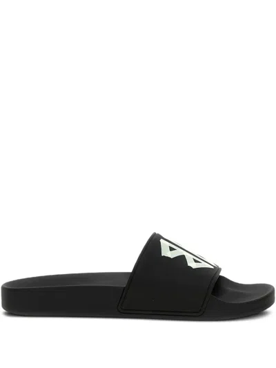 Balenciaga Tape-logo Slides In Black