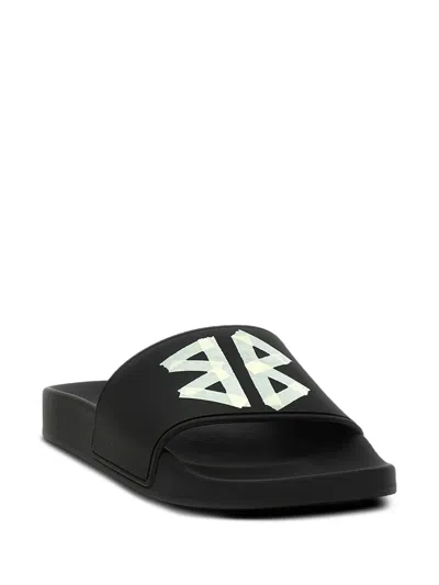 Balenciaga Tape-logo Slides In Black