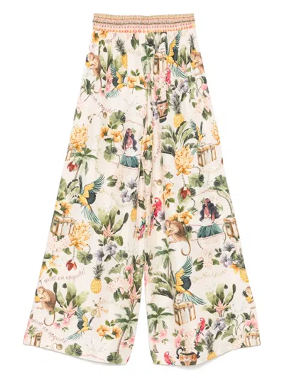 Camilla Graphic-print Trousers In Neutral