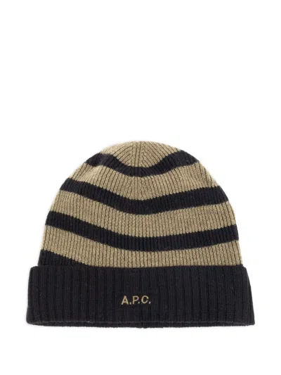 Apc Striped Beanie In Brown
