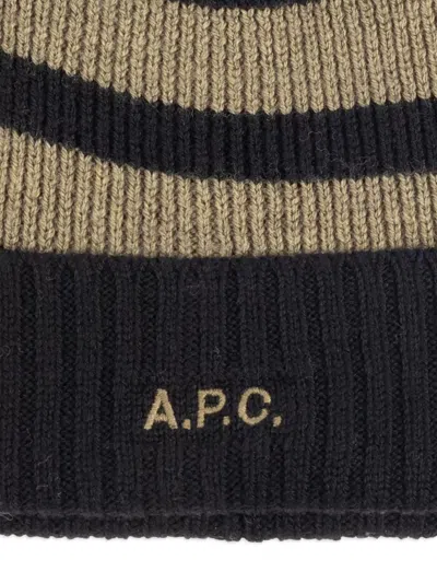 Apc Striped Beanie In Brown
