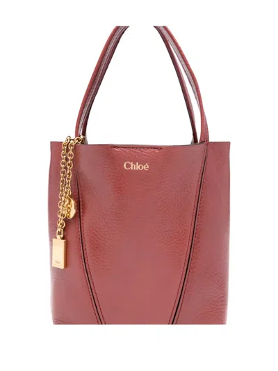 Chloé Small Spin Leather-trimmed Chain-detail Tote Bag