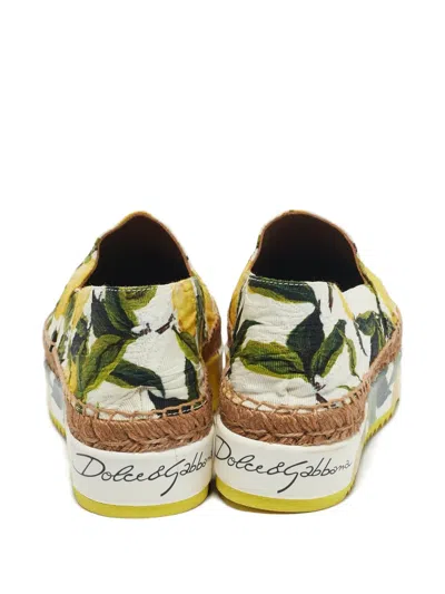 Pre-owned Dolce & Gabbana Lemon-print Platform Espadrilles