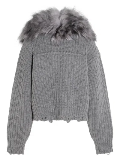Blumarine Fur-trimmed Knitted Jacket