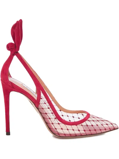 Aquazzura Mesh-panelled Stiletto Pumps In Red