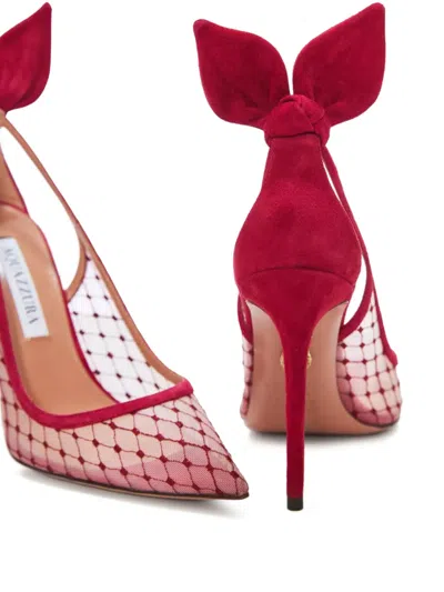 Aquazzura Mesh-panelled Stiletto Pumps In Red