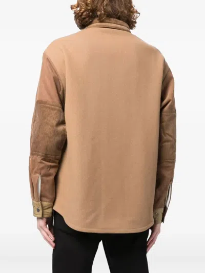 Emporio Armani Corduroy-panelled Cotton Jacket In Brown
