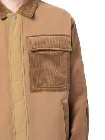 Emporio Armani Corduroy-panelled Cotton Jacket In Brown